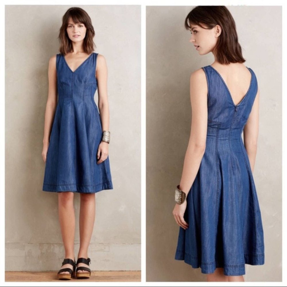 ANTHROPOLOGIE Holding Horses Denim Dress size 12